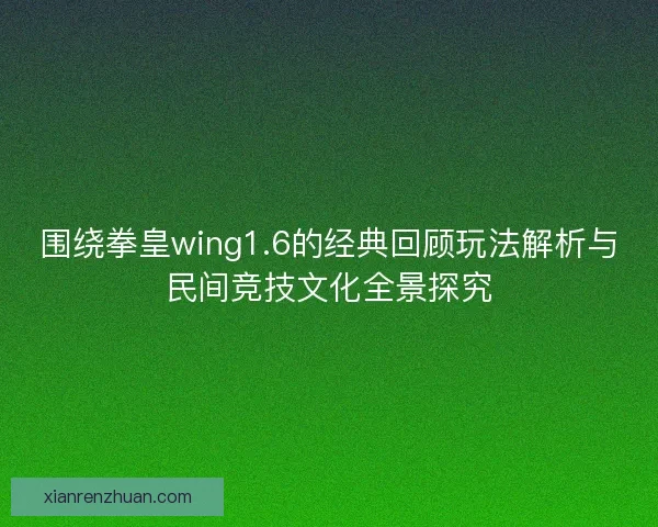 围绕拳皇wing1.6的经典回顾玩法解析与民间竞技文化全景探究 围绕拳皇wing1.6的经典回顾玩法解析与民间竞技文化全景探究