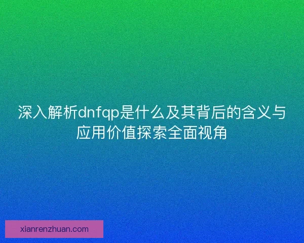 深入解析dnfqp是什么及其背后的含义与应用价值探索全面视角
